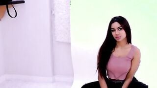 Hot Indian Model sucking big black cock in studio