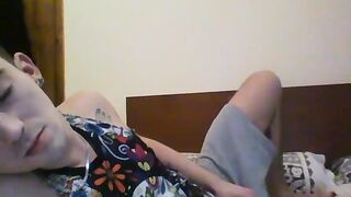 Skinny Michael Wyatt wanks his hard cock in front off camera