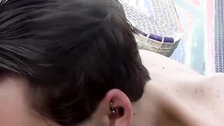 I fuck my twink bestfriend by the pool and cum in his ass