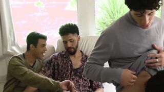 Pretty Latino teen fucked raw in amateur foursome