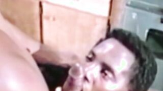 Vintage black studs cum hard after bareback pounding