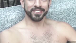 Interviewed guy cums after jerking and touching his balls