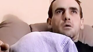 Amatuer dude Billy enjoys in hot solo play on a sofa