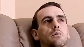 Amatuer dude Billy enjoys in hot solo play on a sofa