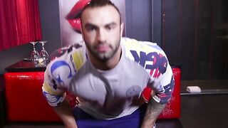 Calving is ripped inked hunk who jerks off his massive cock