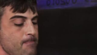 Twink stepson cums while daddy barebacks his tight ass