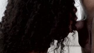 Gorgeous ebony and her bf fuck in a very hot romantic way