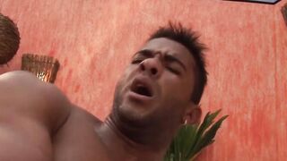 Muscular Latino blows a twink before riding his big cock raw