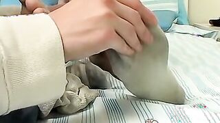 Jocks massage their feet before roughly banging their asses