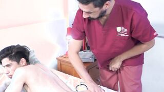 Doctor daddy examines young patients ass with raw cock