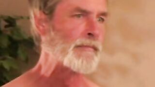 Naughty grandpa watches porn while jacking off
