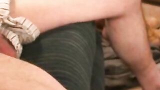Naughty grandpa watches porn while jacking off