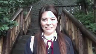 Vibrator toy inside Japanese chick with pigtails in public