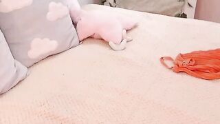 Natural busty Latin MILF masturbates on webcam