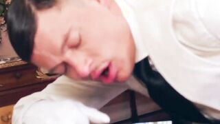 Satisfied with my butlers cock and balls sucking service