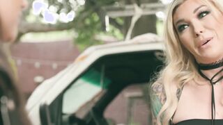 Gia Paige ravaged hardcore by TS Aubrey Kate outdoors
