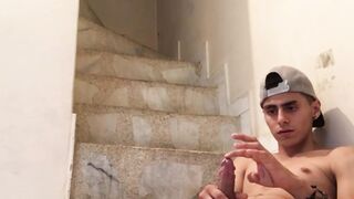 Cute Latin guy shows off his big dick in solo masturbation