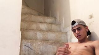Cute Latin guy shows off his big dick in solo masturbation