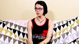 Nerdy twink Aaron Martin jacking it hard after interview
