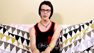 Nerdy twink Aaron Martin jacking it hard after interview