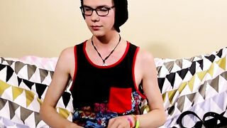 Nerdy twink Aaron Martin jacking it hard after interview