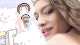 Slim brunette Rebel Lynn riding on a long hard cock