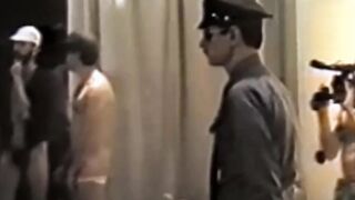 Vintage policeman catches group of guys orgy banging