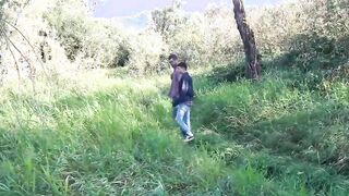 Handsome young stepdad barebacking twink in nature