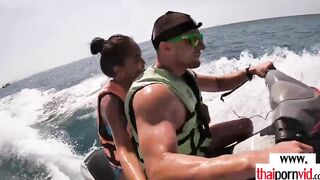 Amateur Thai teenagers Cherry blowing a huge white penis on a jet ski
