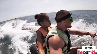 Amateur Thai teenagers Cherry blowing a huge white penis on a jet ski