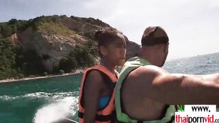 Amateur Thai teenagers Cherry blowing a huge white penis on a jet ski
