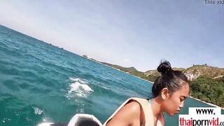 Amateur Thai teenagers Cherry blowing a huge white penis on a jet ski