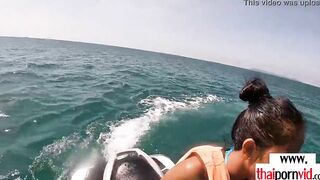 Amateur Thai teenagers Cherry blowing a huge white penis on a jet ski