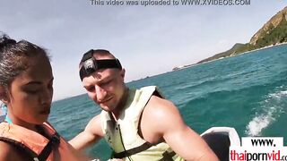Amateur Thai teenagers Cherry blowing a huge white penis on a jet ski