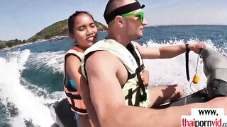 Amateur Thai teenagers Cherry blowing a huge white penis on a jet ski