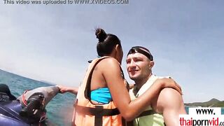 Amateur Thai teenagers Cherry blowing a huge white penis on a jet ski