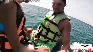 Amateur Thai teenagers Cherry blowing a huge white penis on a jet ski