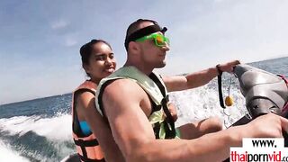 Amateur Thai teenagers Cherry blowing a huge white penis on a jet ski