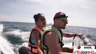 Amateur Thai teenagers Cherry blowing a huge white penis on a jet ski