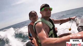 Amateur Thai teenagers Cherry blowing a huge white penis on a jet ski