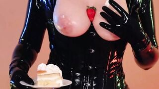 cougar bondage celeb Arya Grander into rubber latex catsuit bdsm pose free porn tape
