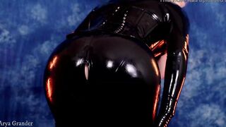 cougar bondage celeb Arya Grander into rubber latex catsuit bdsm pose free porn tape