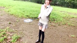 Tiny hooters Japanese eighteen sucking off mature men long cock then riding on it. Deep and yummy head and pussyfucking point of view. Part one