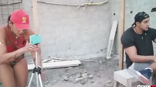 Ksal Goddess and his friend Pitbull porn try to break inside a house under construction to pounded, but the mosquitoes pounded with them
