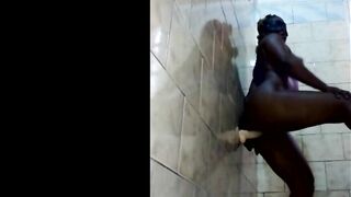 Cock on the wall pounded inside the shower