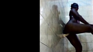 Cock on the wall pounded inside the shower