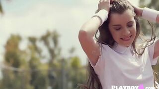 Dark Haired milf camgirl solo dancing and striptease public