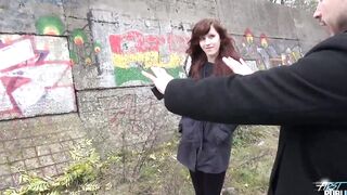 Outdoor wild nailed with dark hair pure professor