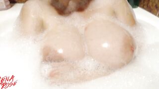 Huge jugs inside Hot Tub