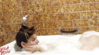 Huge jugs inside Hot Tub